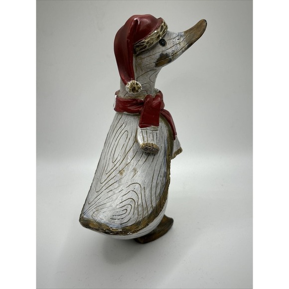 Tii Collections Christmas Goose with Scarf Figurine Resin~Wood Grain Look - Picture 6 of 12